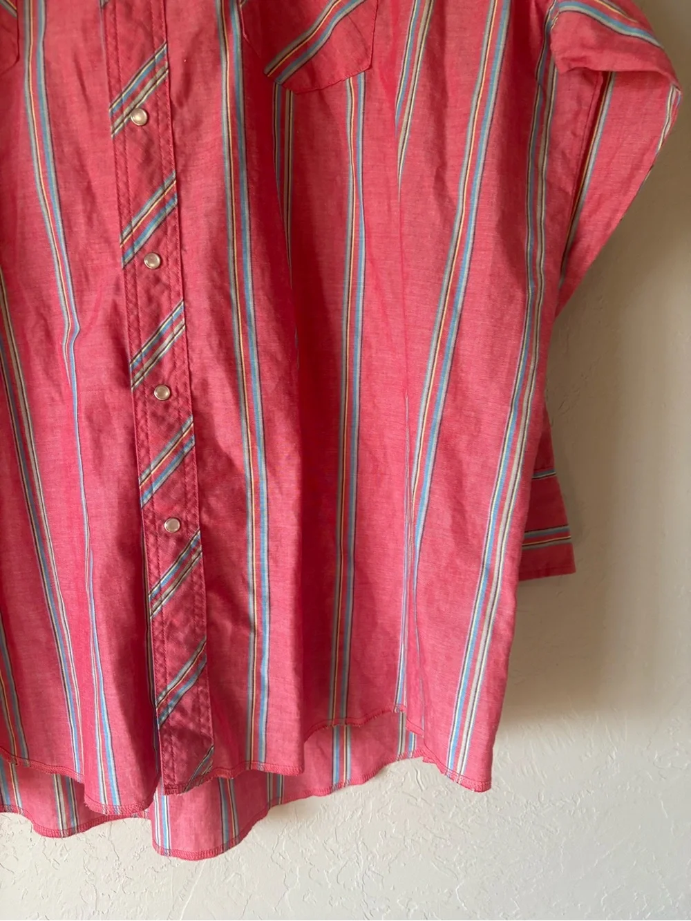 Wrangler Red Striped Casual Button Down Shirt